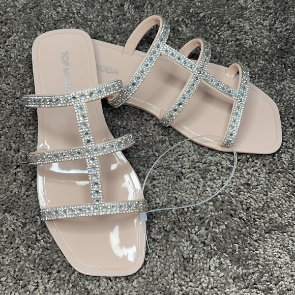 Beige Rhinestone Sandals - Picture 9 of 12